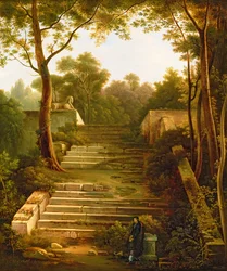 En kunstner i ruinerne af en italiensk have